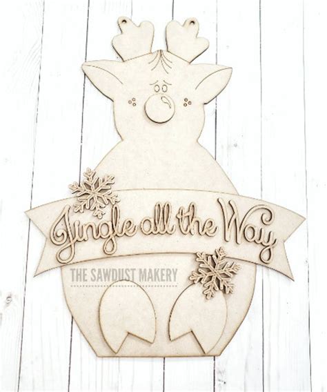 Reindeer Door Hanger Svg File Laser Cut File Rudolph Svg Etsy