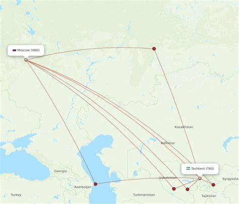 All Flight Routes From Moscow To Tashkent Vko To Tas Flight Routes