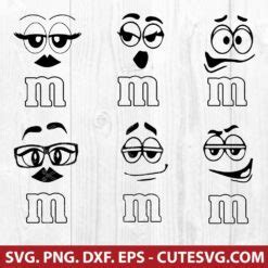 M & M Faces SVG Cut Files, DXF, PNG, EPS - For Silhouette and Cricut