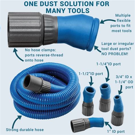 Rockler Dust Right® Flexiport Power Tool Hose Kit 12 Fixed Length This Is Woodworking