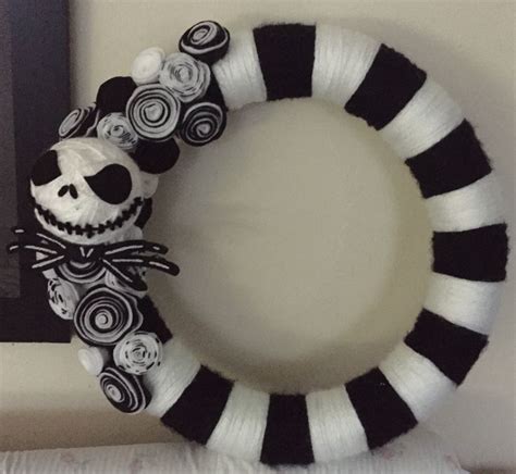 Jack Skellington Wreath Pool Noodle Yarn Felt Black And White Pool