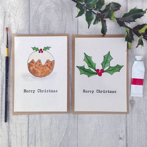 Hand Painted Letterpress Christmas Cards Pack Of Six By Pins And