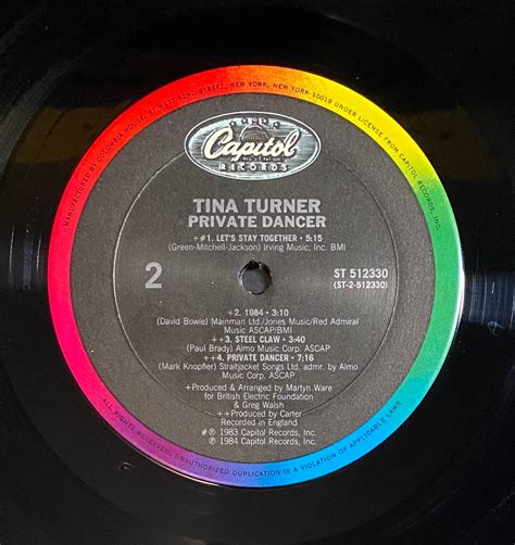 Tina Turner Private Dancer Vinyl Record Lp Album 1983 Pop Soul Randb In