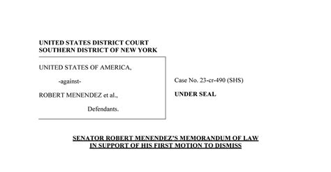 Menendez Motion To Dismiss The New York Times