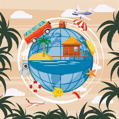 Travel Tourism Concept Globe Cartoon Style Vector Art At Vecteezy