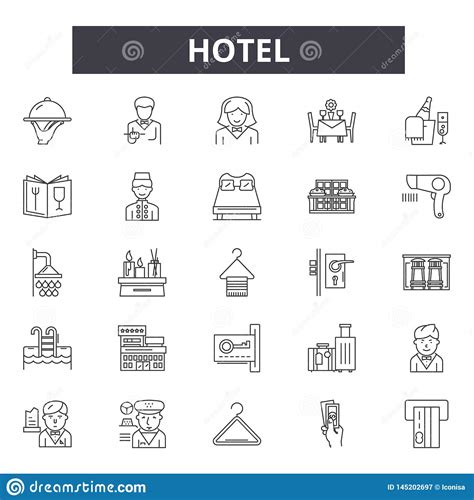 Hotel Concept Line Icons Signs Vector Set Outline Illustration