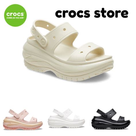 Jual Sandal CROCS Mega Crush Slide Sendal Wanita Wedges Krem M3