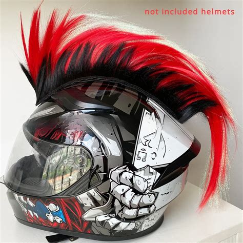 ZHaobin Mohawk Helmet Wig Motorcycle Helmet Decorations Wigs Cockscomb