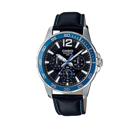 Casio MTD 330L 1A2VDF Mens Watch Analog Blue Dial Black Leather