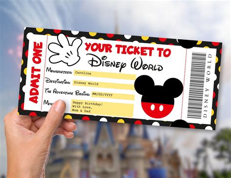 Disney World Gift Ticket Template | Disney trip reveal, Disney world