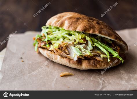 Turkish Chicken Doner Sandwich With Pide Stock Photo Alp Aksoy