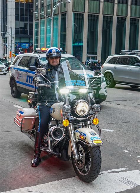 NYPD Highway Patrol Officers on Motorcycles Providing Security in ...