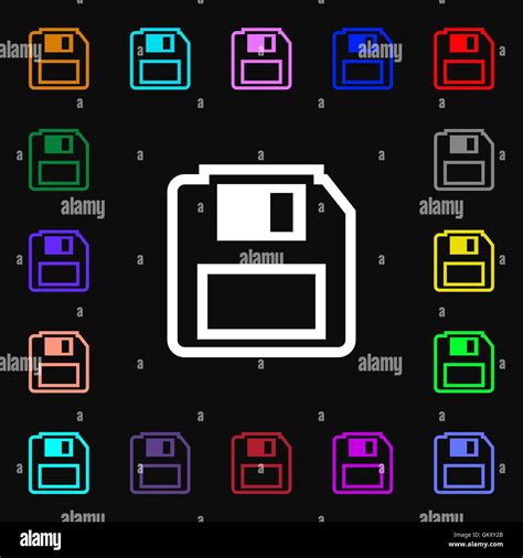 Floppy Disk Icon Sign Lots Of Colorful Symbols For Your Design Vector