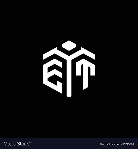 Et Monogram Logo With Abstract Hexagon Style Vector Image