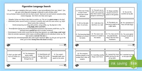 Ks2 Figurative Language Worksheet Primary Resources