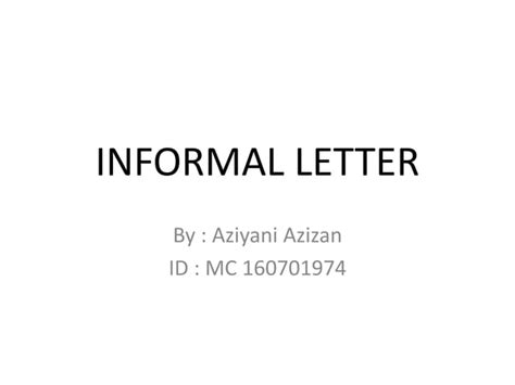 Informal Letter Lesson Plan 2 Ppt