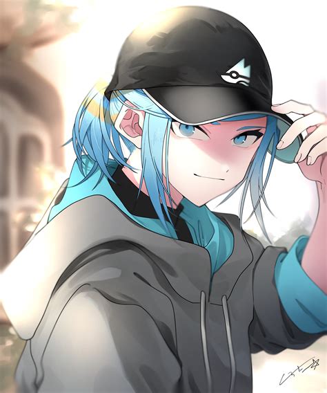 Safebooru 1boy Absurdres Alternate Costume Aqua Eyes Aqua Hair Baseball Cap Black Headwear