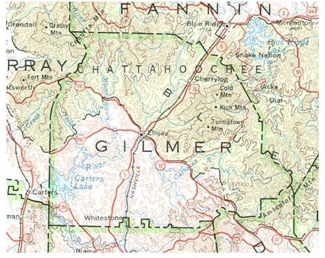 1970 North Georgia Map Showing Gilmer County Georgia Map North