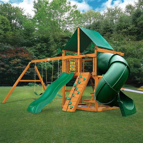 Have a question about Gorilla Playsets Mountaineer Wooden Outdoor Playset with Green Vinyl ...