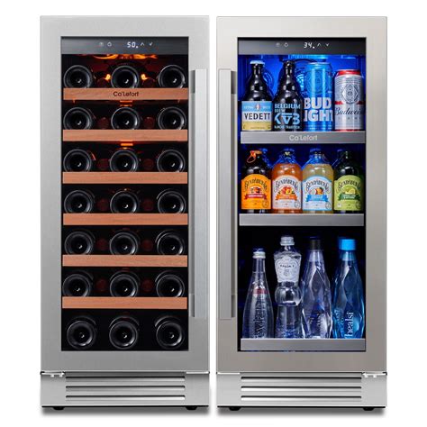 Calefort 30 Dual Zone Wine Cooler Holds 100 Cans And 33 Bottles Stainless Steel