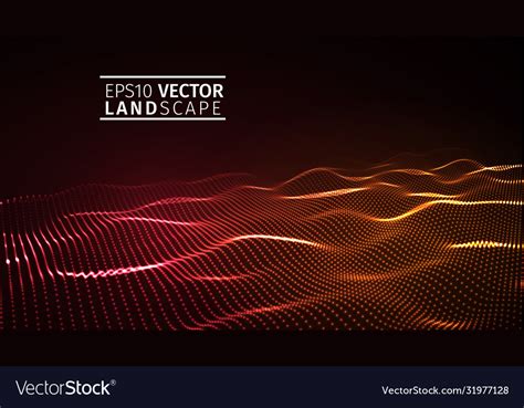 D Glowing Abstract Digital Wave Particles Vector Image