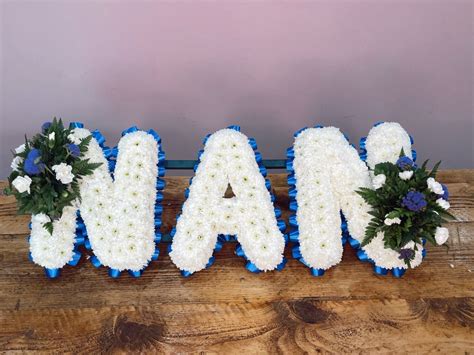 Nan Funeral Flowers Tribute Based White Choose Your Colour Ribbon