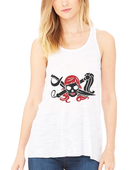 Womens Pirate Printed Flowy Racerback Tank Top