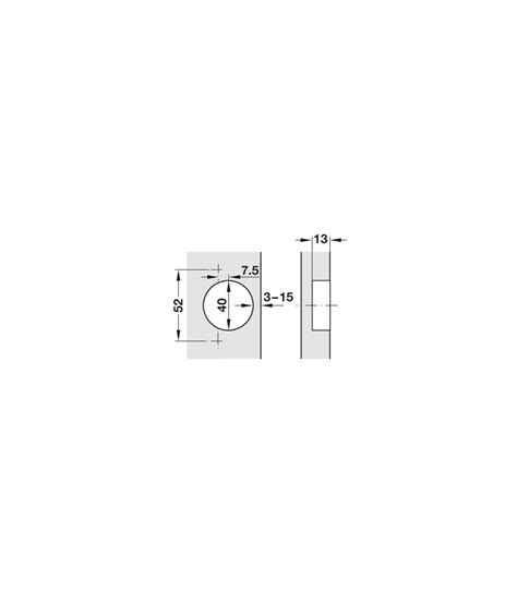 Charnière de meuble plate Salice trou de 40 mm avec base pour porte en