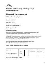 Eksam Varmetransport 2020 Pdf Fakultet For Teknologi Kunst Og Design