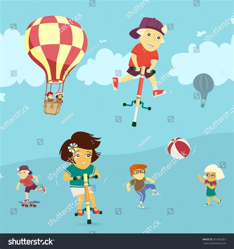 Children Playing Outdoors Vector Illustration Stock Vector (Royalty ...