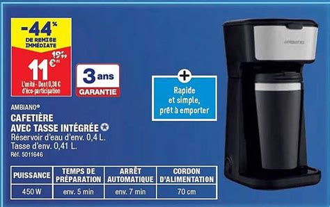 Promo Cafetière Avec Tasse Intégrée Ambiano chez Aldi iCatalogue fr