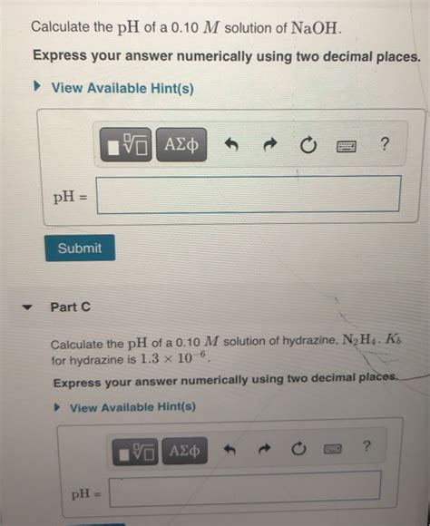 Solved Calculate The PH Of A 0 10 M Solution Of NaOH Chegg