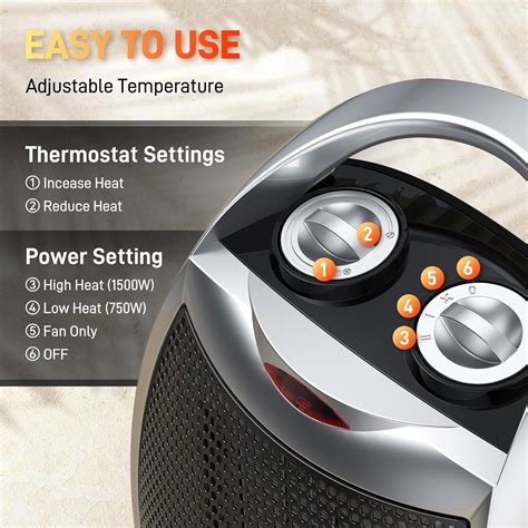 Rintuf Small Space Heater W Electric Heater Ptc Fast Heating