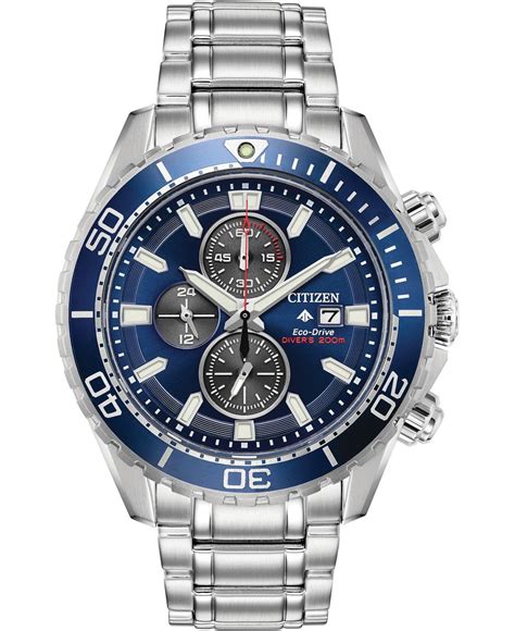 Citizen Chronograph Promaster Diver Stainless Steel Bracelet Watch 46mm In Silver Metallic For