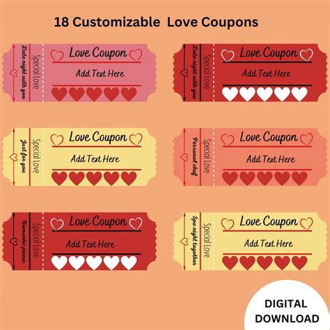 18 Customizable Love Coupon Printable Love Coupon Editable Canva