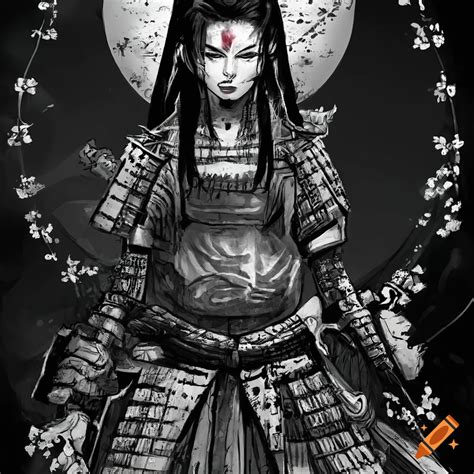 Cyberpunk Art Of A Female Samurai In A Cherry Blossom Scene On Craiyon