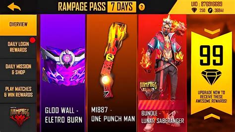 FREE FIRE RAMPAGE PASS EVENT RAMPAGE EVENT FREE REWARDS FREE FIRE