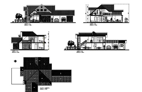 Storey Bungalow Autocad Drawing Cadbull