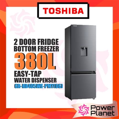 Toshiba 380L Inverter Fridge 2 Door GR RB405WE PMY 06 Water Dispenser