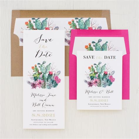 Watercolor Cactus Wedding Invitations Desert Boxed Invites Beacon Lane