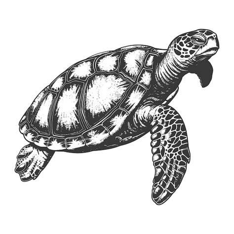 Ilustraci N Detallada Dibujada A Mano De Una Graciosa Tortuga Marina En