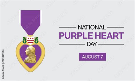 National Purple Heart Day Design With Purple Heart Medal On A White