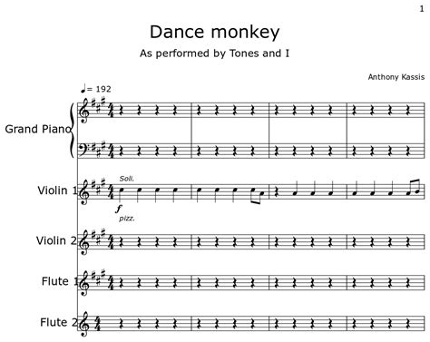 Dance Monkey Sheet Music For Piano Violin Flute