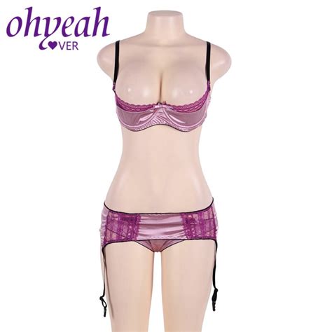 Ohyeahlover Sexy Open Cup Bra Panties Plus Size 5XL Conjunto Lingerie