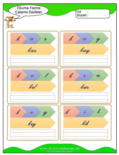 B sesi Çalışma Sayfaları
