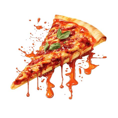 Pizza Slice With Tomato Sauce Generative Ai Illustration Of Fast Food