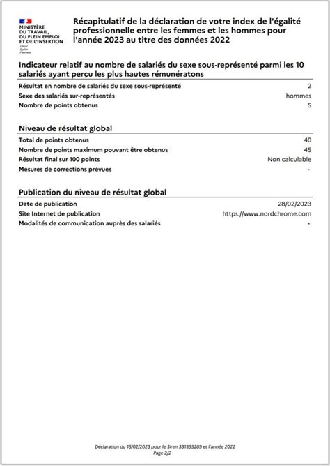 Index De L Galit Professionnelle Entre Les Femmes Et Les Hommes