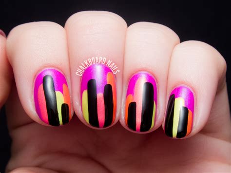 Neon Block Drips Color Club Poptastic Remix Nail Art Chalkboard