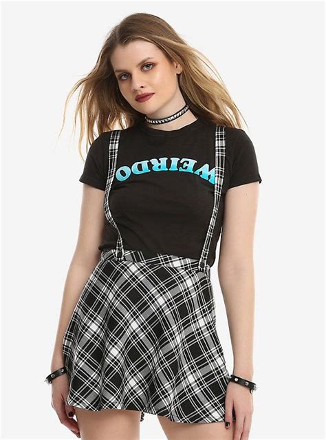 Tripp Black And White Plaid Suspender Skirt Hot Topic Clothes Nyc