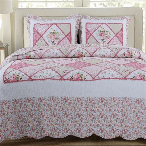 Fadfay 100 Cotton Patchwork Bedspread Romantic Floral Bed Bedding Set